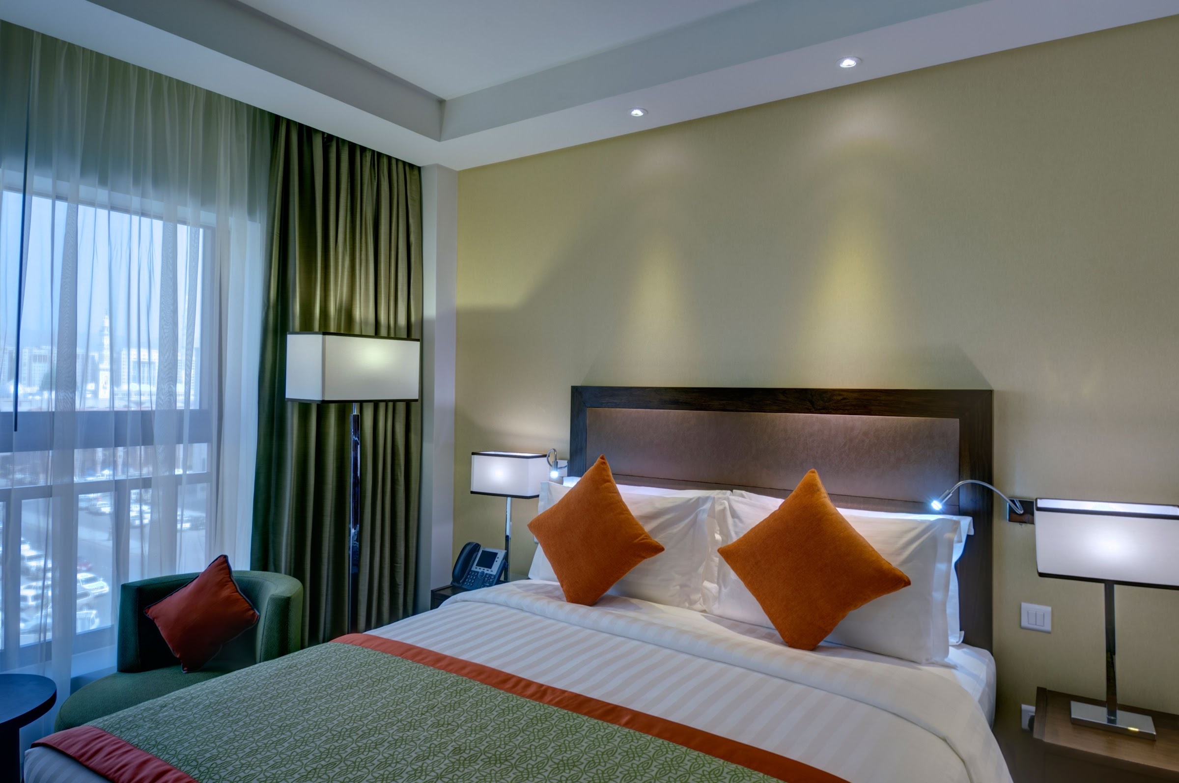 A room with a king bed