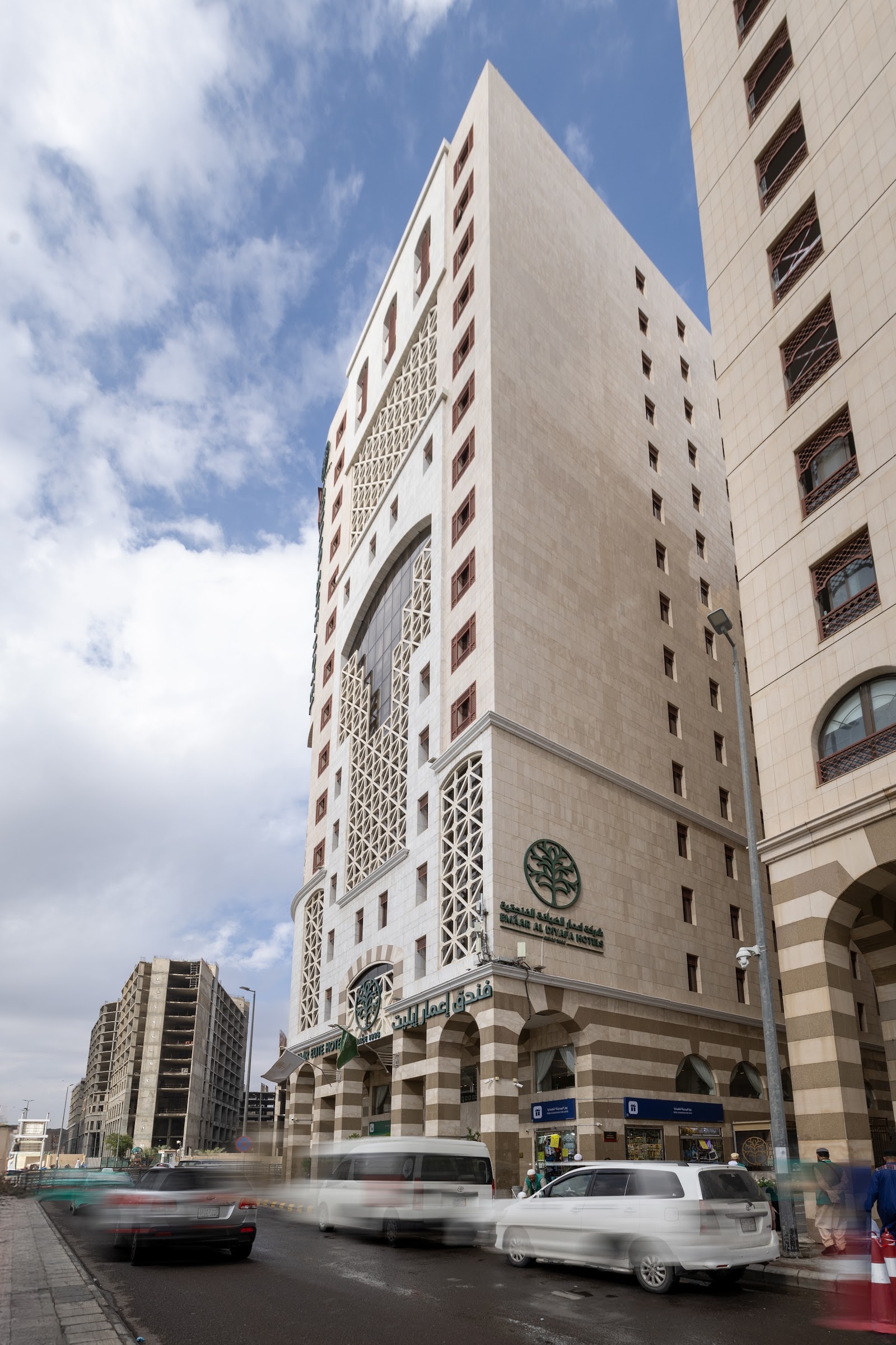 The hotel's front